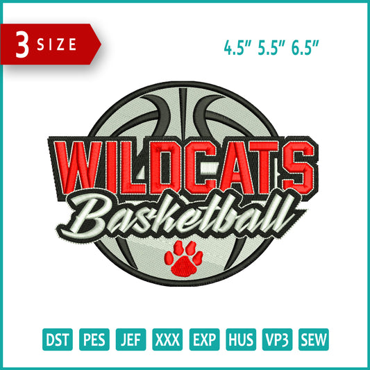 Wildcats Basketball Embroidery Design Files - 3 Size's