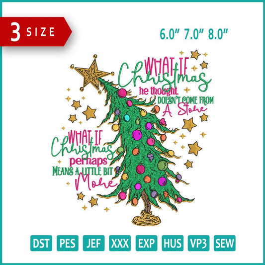 Merry Christmas Tree Embroidery Design Files - 3 Size's