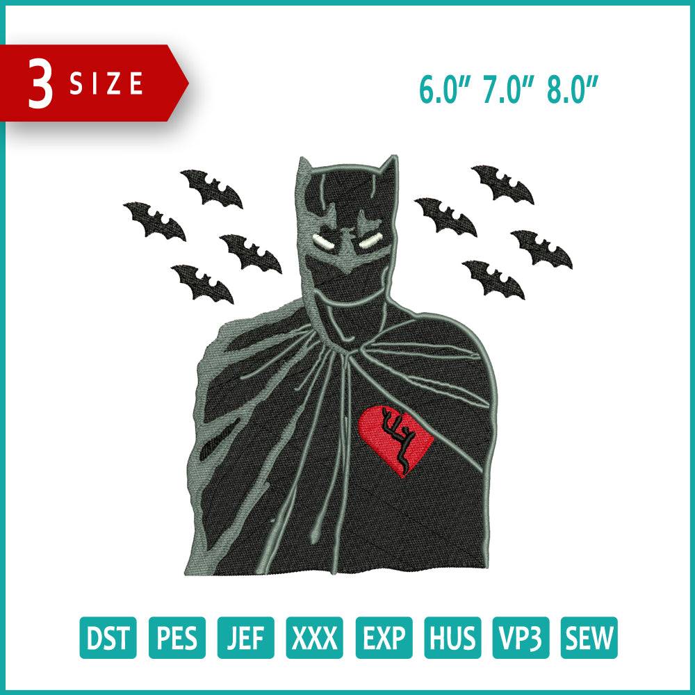 Broken Heart Batman Embroidery Design Files - 3 Size's