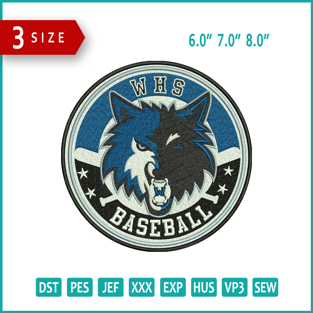 Wolf Embroidery Design Files - 3 Size's