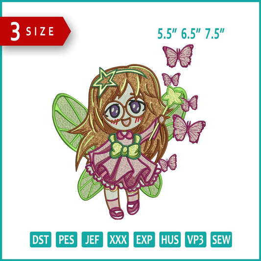 Fairy Little Girl Embroidery Design Files - 3 Size's