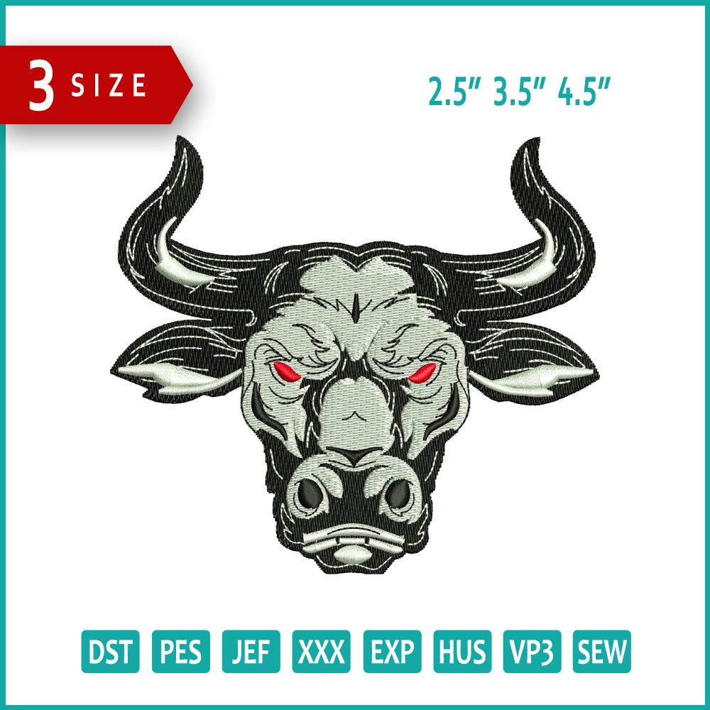 Angry Bull Embroidery Design Files - 3 Size's