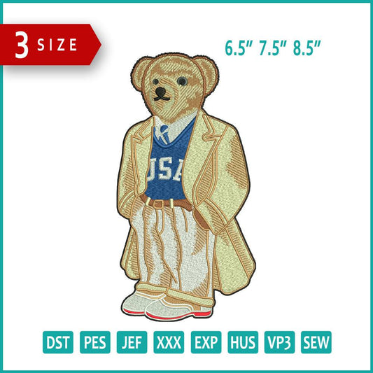 Bear Embroidery Design Files - 3 Size's