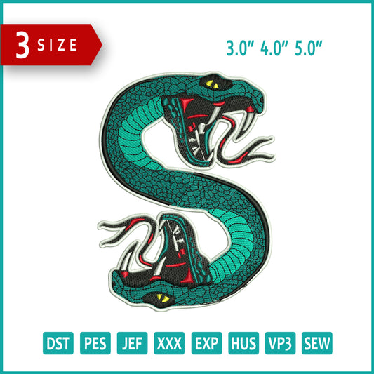 South Side Serpent Snake Embroidery Design Files - 3 Size's