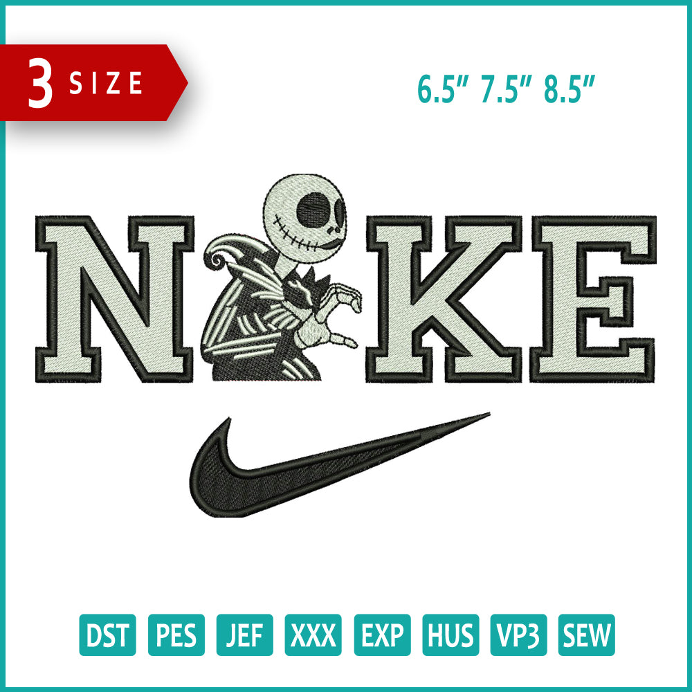 Nike Jack Embroidery Design Files - 3 Size's