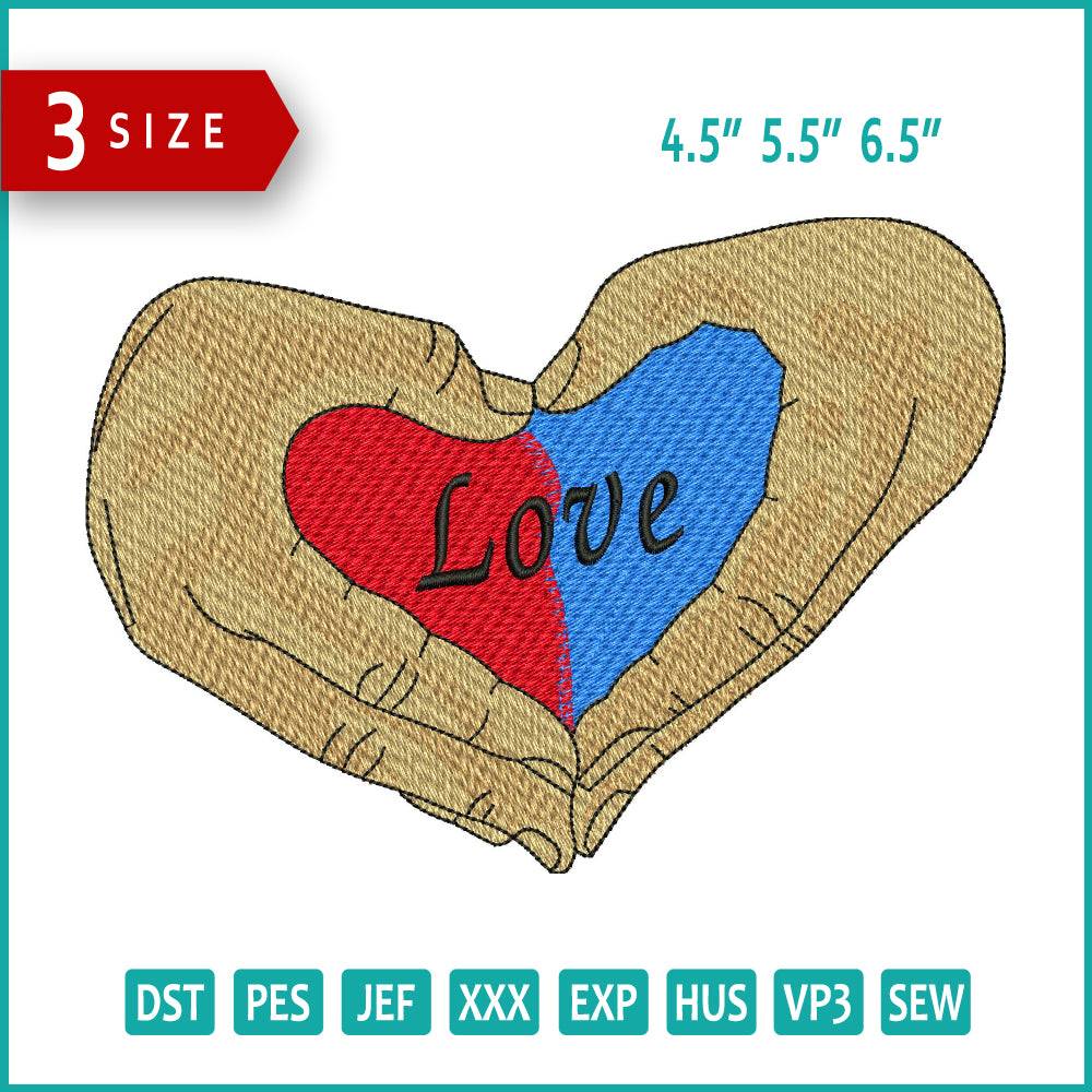 Love Hands Embroidery Design Files - 3 Size's