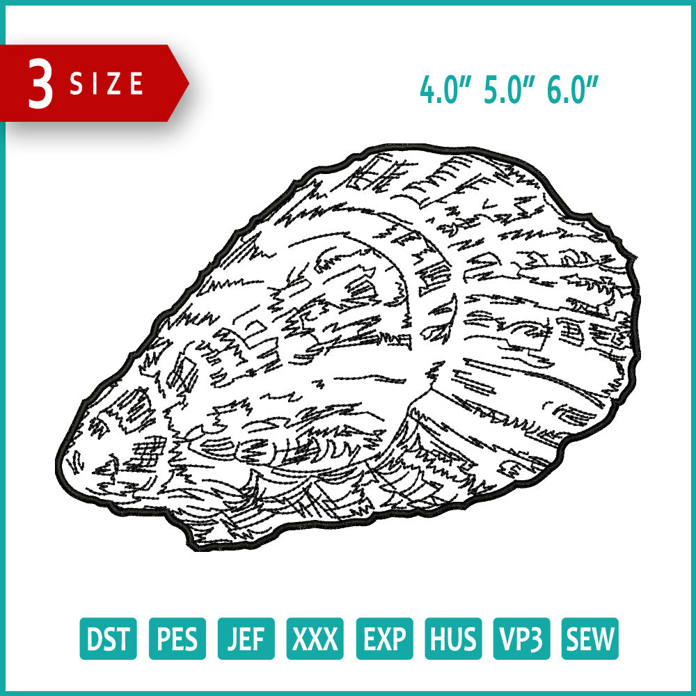 Shell Embroidery Design Files - 3 Size's