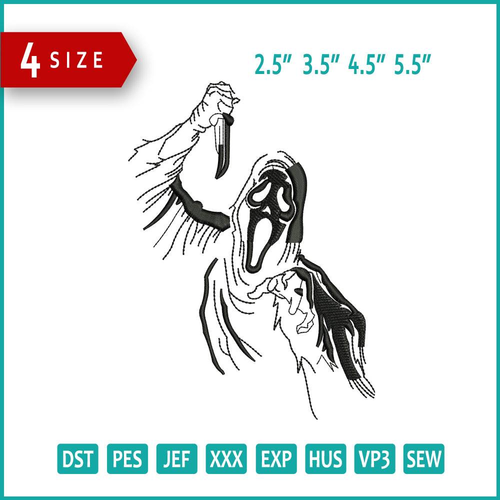 Halloween Ghost Embroidery Design Files - 4 Size's