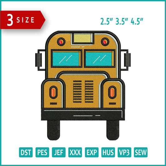 School Bus Embroidery Design Files - 3 Size's