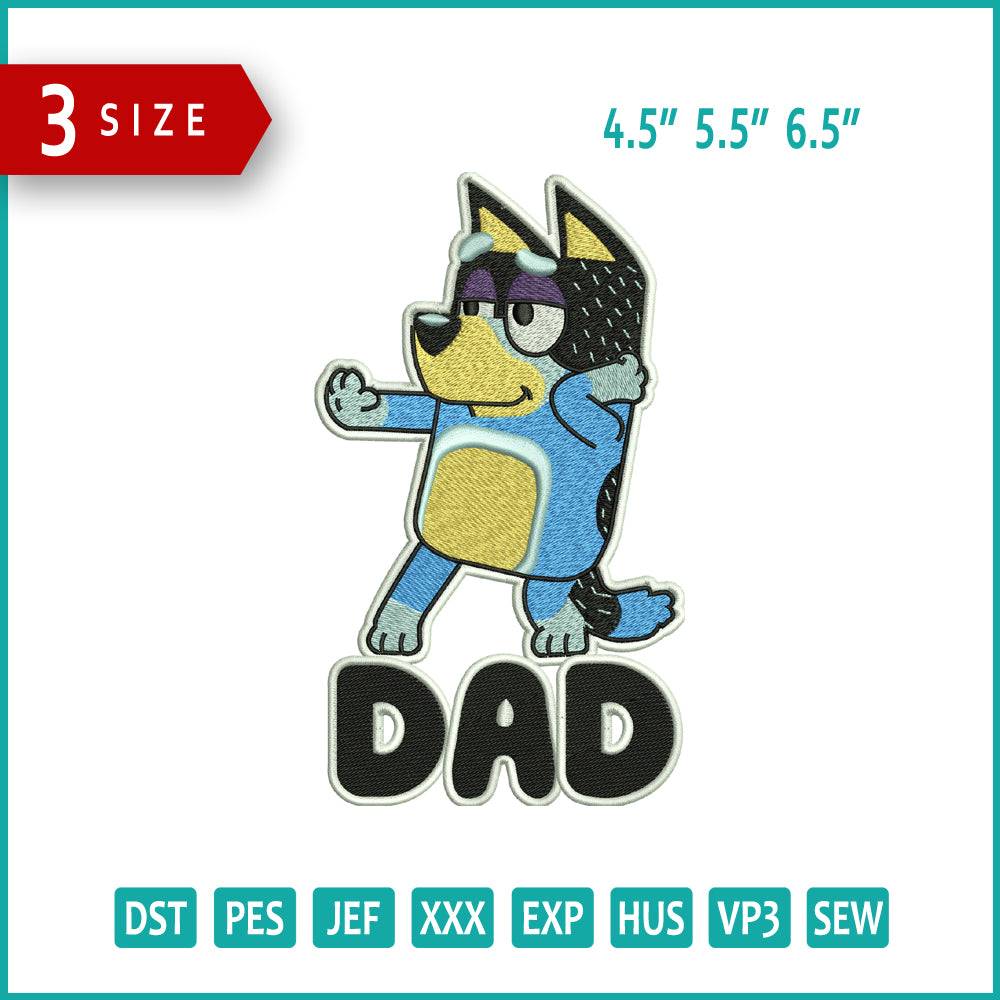 Bluey Dad Embroidery Design Files - 3 Size's