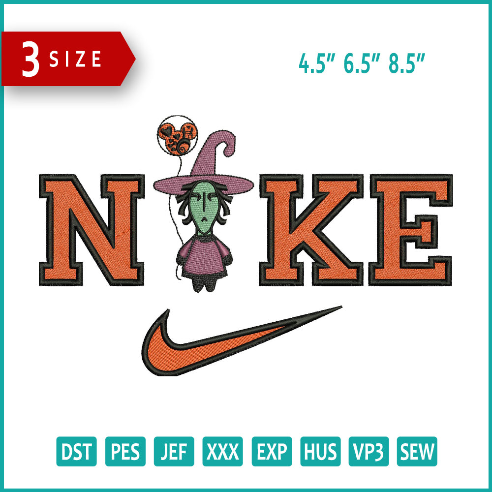 Nike Witch Embroidery Design Files - 3 Size's