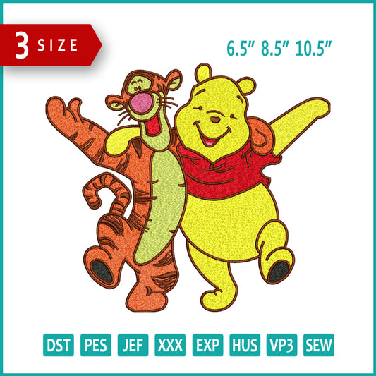 Tiger & Pooh Embroidery Design Files - 3 Size's