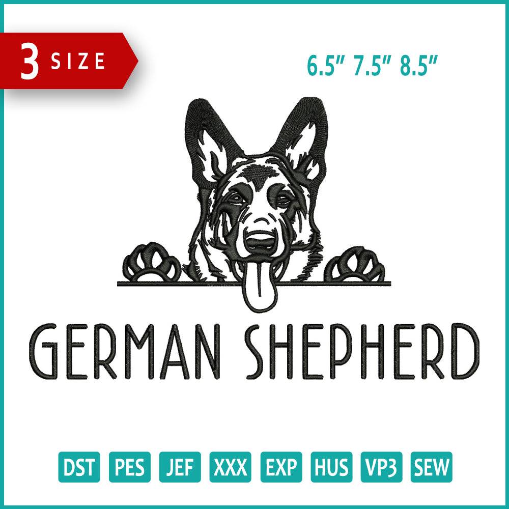 German Shepherd Embroidery Design Files - 3 Size's