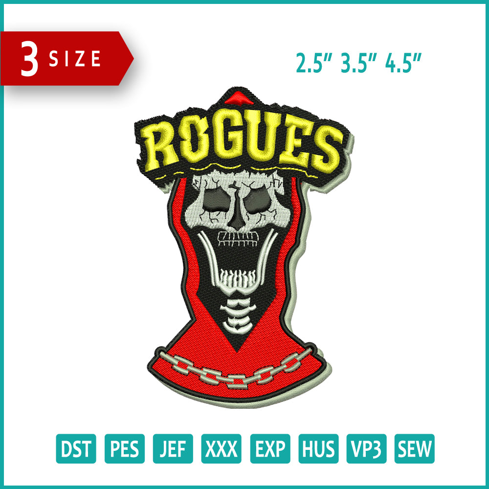 Rogues Skull Embroidery Design Files - 3 Size's