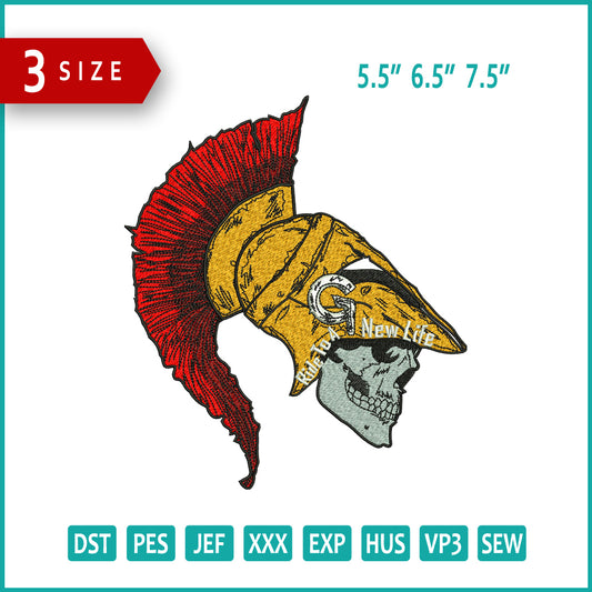 Undead Trojan Warrior Embroidery Design Files - 3 Size's