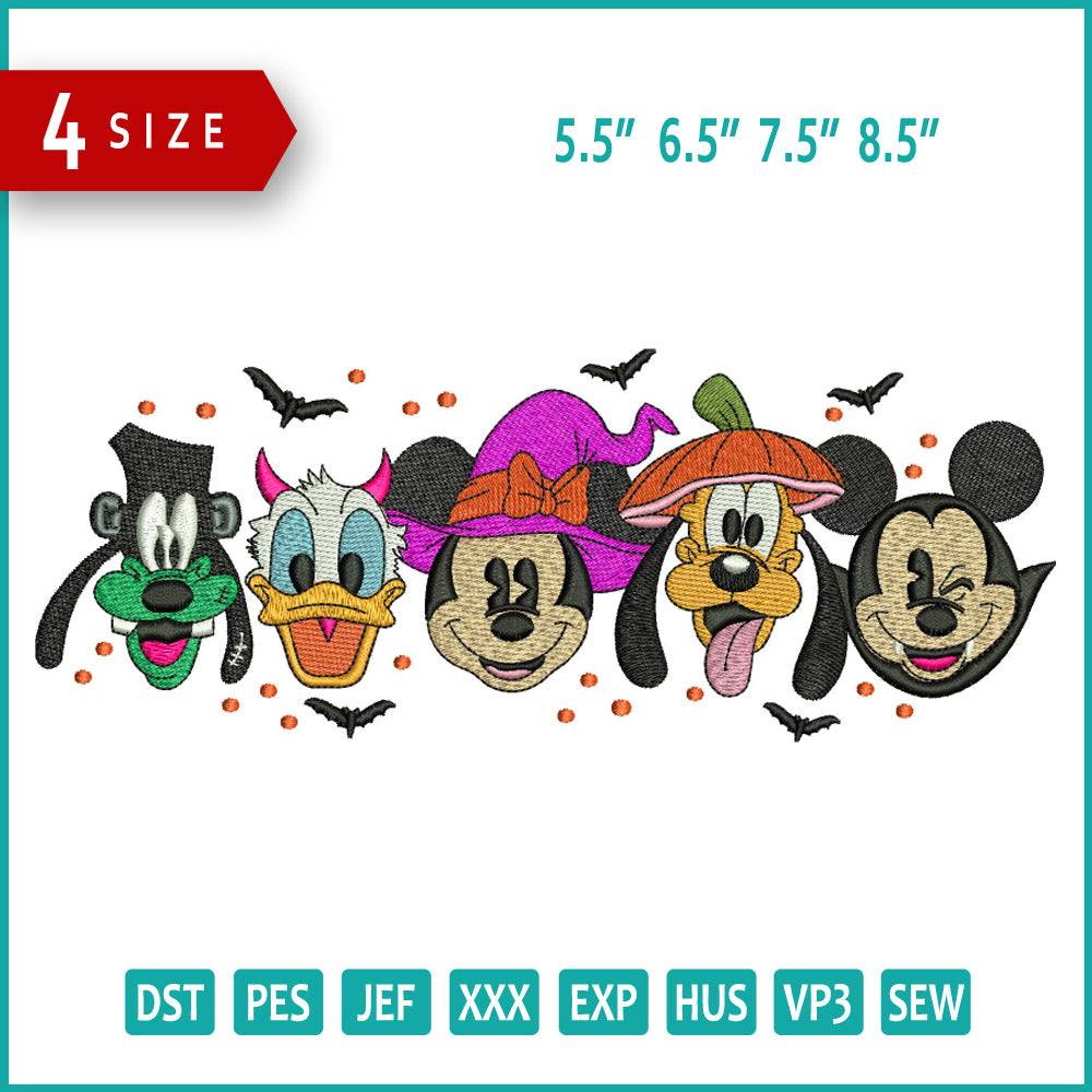 Halloween Disney Faces Embroidery Design Files - 4 Size's