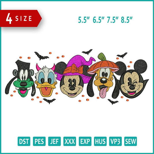 Halloween Disney Faces Embroidery Design Files - 4 Size's