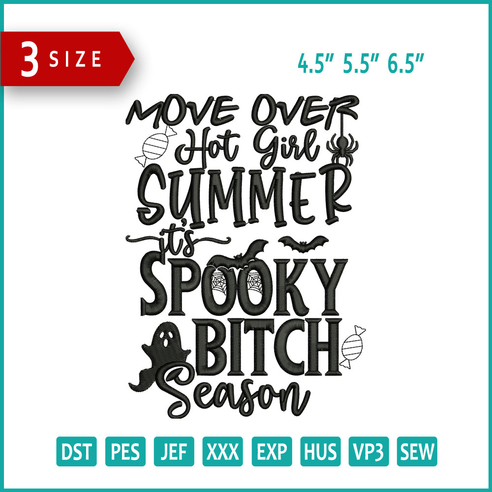 Spooky Bitch Embroidery Design Files - 3 Size's
