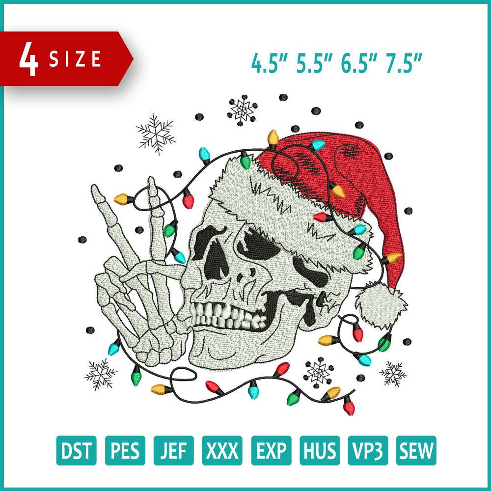 Christmas Skull Embroidery Design Files