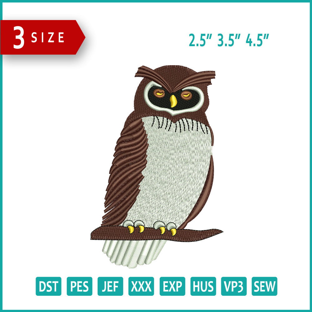 OWL Embroidery Design Files - 3 Size's