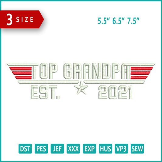 Top Grandpa Embroidery Design Files - 3 Size's