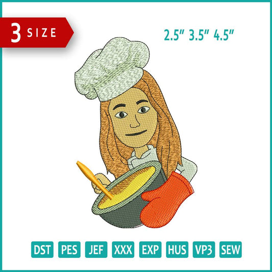 Chef Girl Embroidery Design Files - 3 Size's