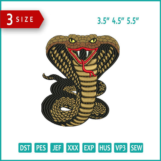 Cobra Snack Embroidery Design Files - 3 Size's