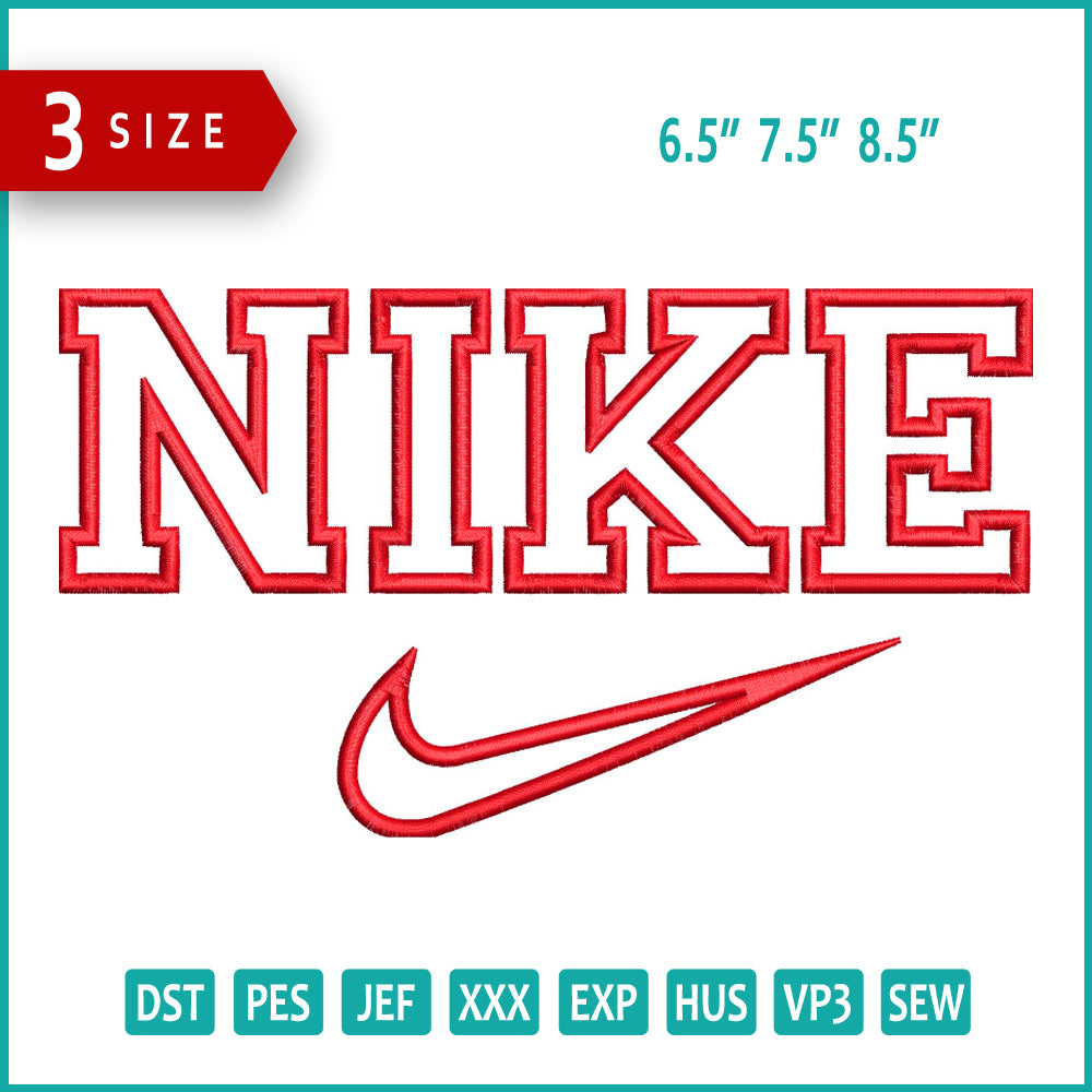 Nike v4 Embroidery Design Files - 3 Size's