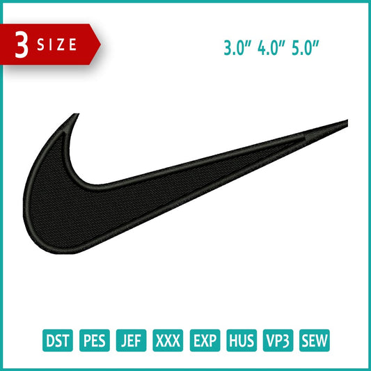 Nike Swoosh Embroidery Design Files - 3 Size's