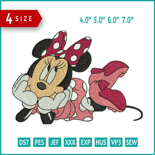 Minnie Mouse Embroidery Design Files - 4 Size's