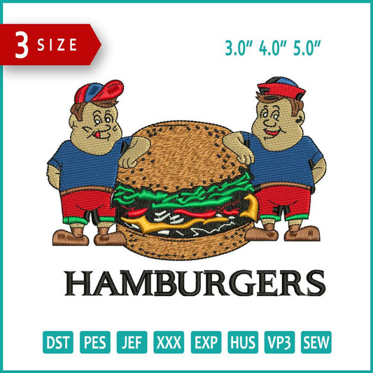 Hamburgers Buddy's Embroidery Design Files - 3 Size's