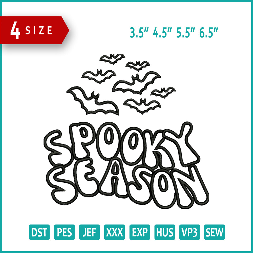 Spooky Season v2 Embroidery Design Files - 4 Size's