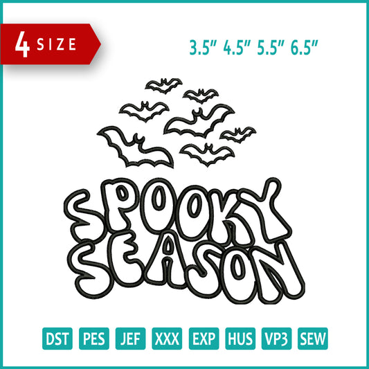 Spooky Season v2 Embroidery Design Files - 4 Size's