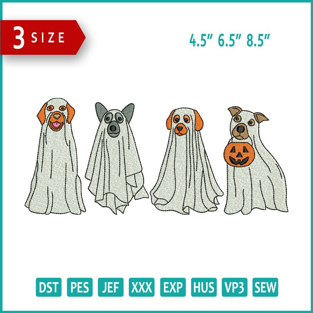 4 Ghost Dogs Embroidery Design Files - 3 Size's