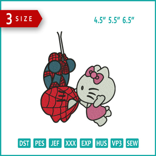 Spider Man & Hello Kitty Embroidery Design Files - 3 Size's