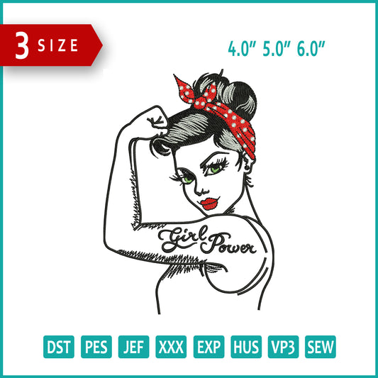 Girls Power Embroidery Files - 3 Size's