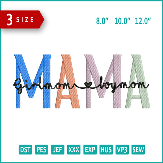 Mama v4 Embroidery Files - 3 Size's