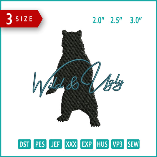 Wild & Ugly Bear Embroidery Files - 3 Size's