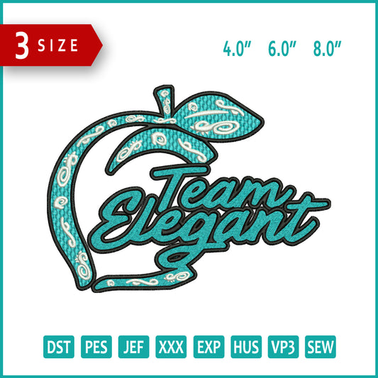 Team Elegant Embroidery Design Files - 3 Size's
