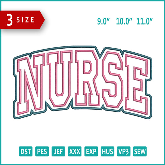 Nurse Logo Embroidery Files - 3 Size's