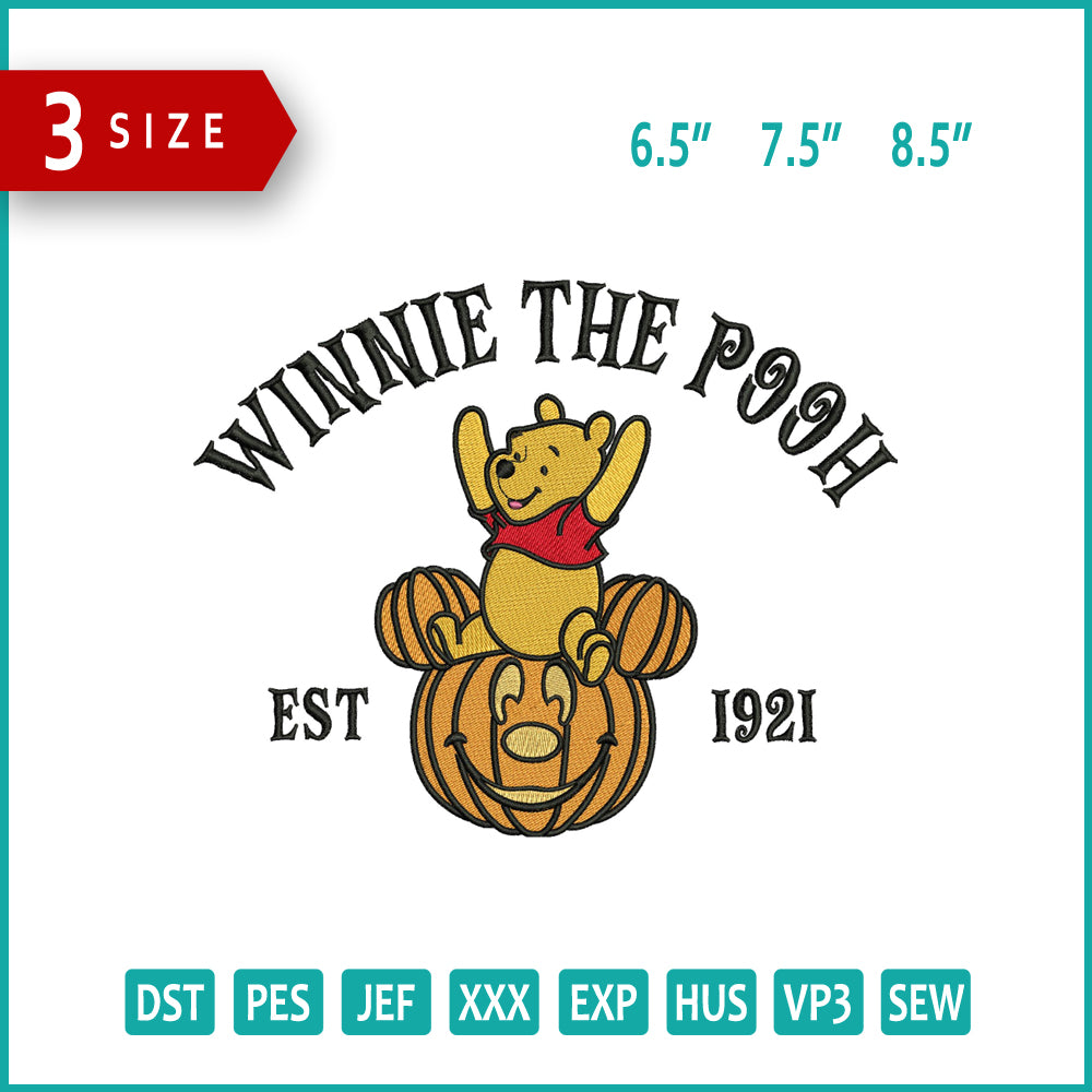 Winnie The Pooh Est 1921 Halloween  Embroidery Design Files - 3 Size's