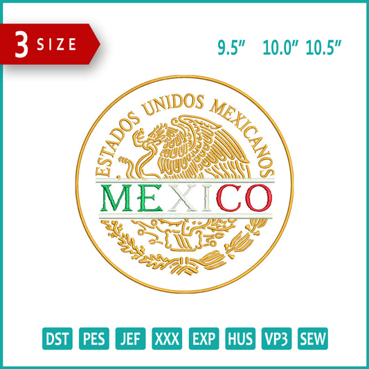 Mexico Estados Logo Embroidery Files - 3 Size's