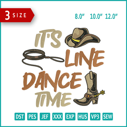 Its Line Dance Time Embroidery Files - 3 Size's