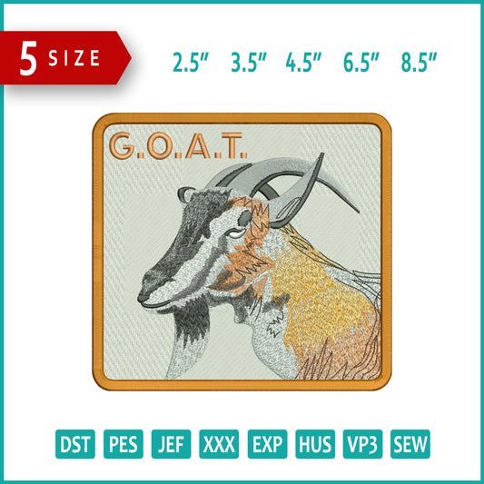 Goat Patch Embroidery Design Files - 5 Size's