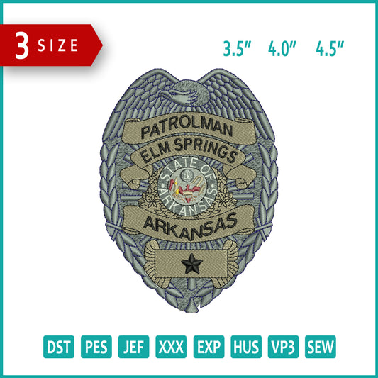 Police Badge v5 Embroidery Files - 3 Size's