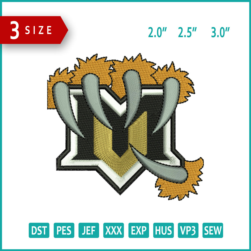 Wold M Logo Embroidery Files - 3 Size's