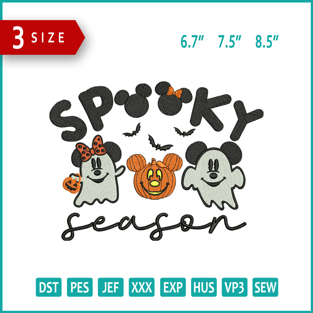 Spooky Season Mickey Disney Embroidery Design Files - 3 Size's