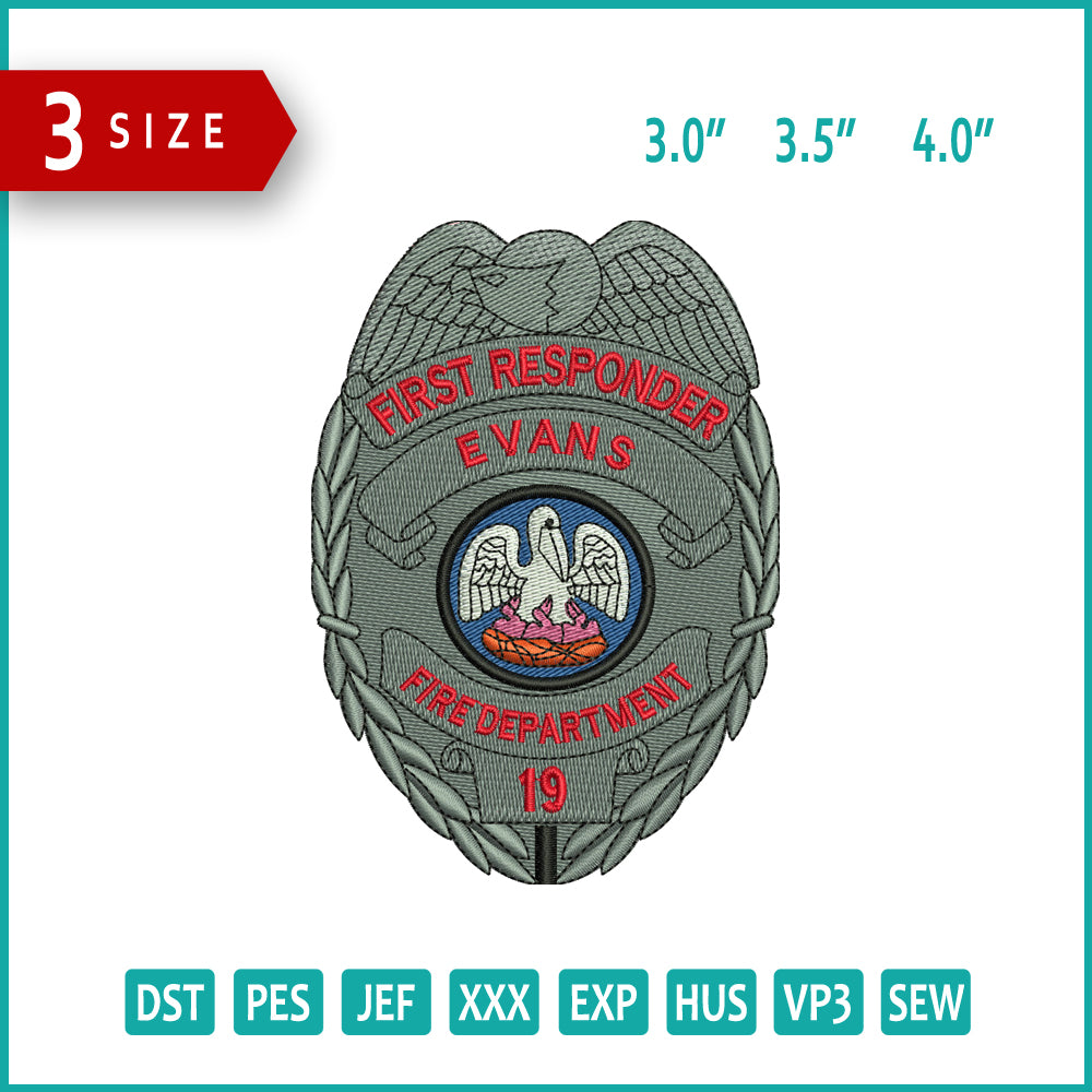 Police Badge Embroidery Files - 3 Size's