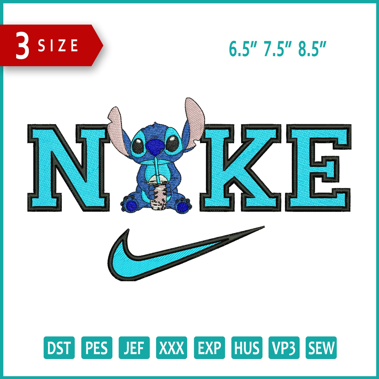 Nike Stitch v2 Embroidery Design Files - 3 Size's