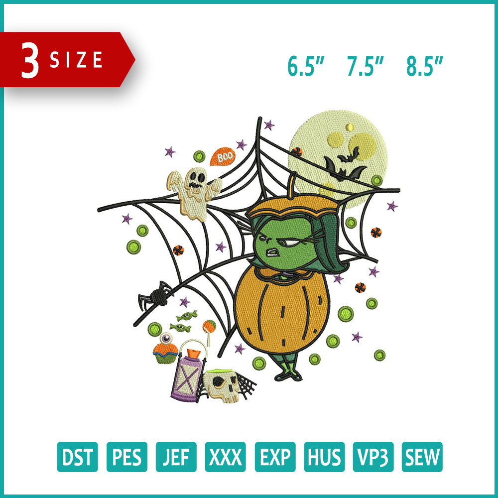 Disgust Inside Out Spooky Embroidery Design Files - 3 Size's
